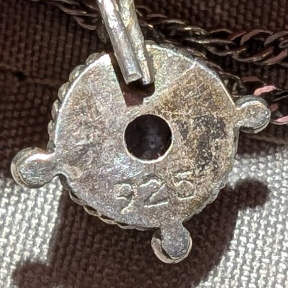 925 Sterling Silver Blue Cabochon Pendant Necklace 5496 - Picture 5 of 7